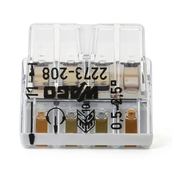 Wago, 2273 Series Direct Plug Terminal Block, Bag of 10, 8 Inputs, for Rigid Wires from 0.5-2.5mm², Voltage 450V, Current 24A, Stripping Length 11mm, Quick and Safe Installation-5