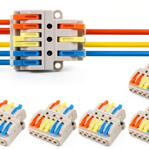 5pcs Lever Wire Connectors - 3 in 6 Out Quick Electrical Lever Nuts, Push-in Conductor Terminal Block AWG 28-12-0