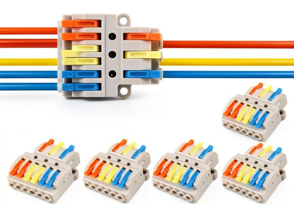 5pcs Lever Wire Connectors - 3 in 6 Out Quick Electrical Lever Nuts, Push-in Conductor Terminal Block AWG 28-12-0