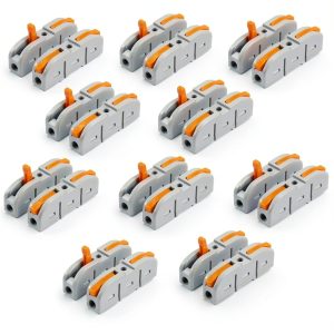 20pcs Lever Wire Connectors SPL-1 Conductor Compact Connectors Lever Connectors Nuts Electrical Terminals for 28-12AWG Soft & Hard Wire Universal-0