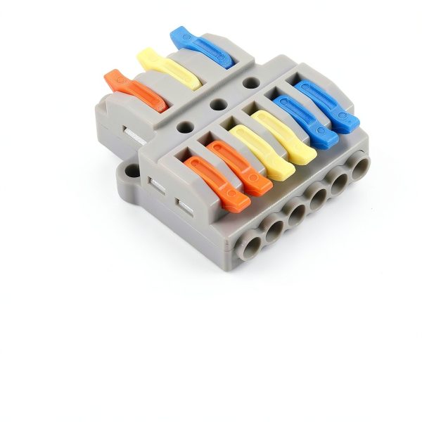 5pcs Lever Wire Connectors - 3 in 6 Out Quick Electrical Lever Nuts, Push-in Conductor Terminal Block AWG 28-12-2