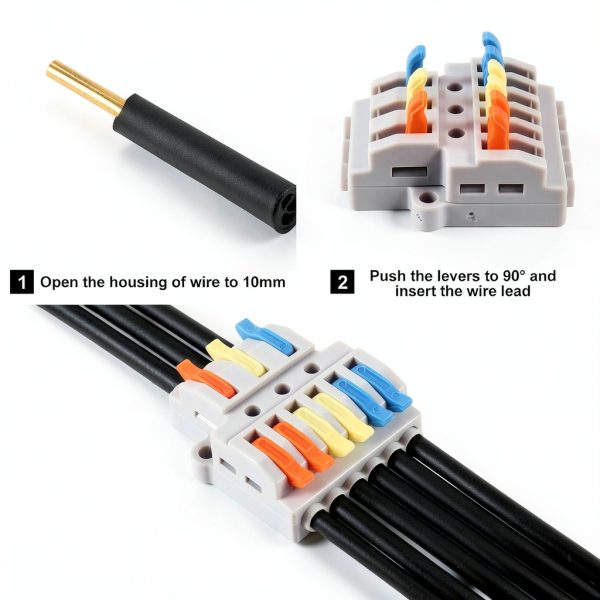 5pcs Lever Wire Connectors - 3 in 6 Out Quick Electrical Lever Nuts, Push-in Conductor Terminal Block AWG 28-12-3