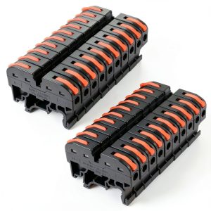 DIN Rail Terminal Blocks 20pcs Compact Wire Connectors Black 24-12 AWG-0
