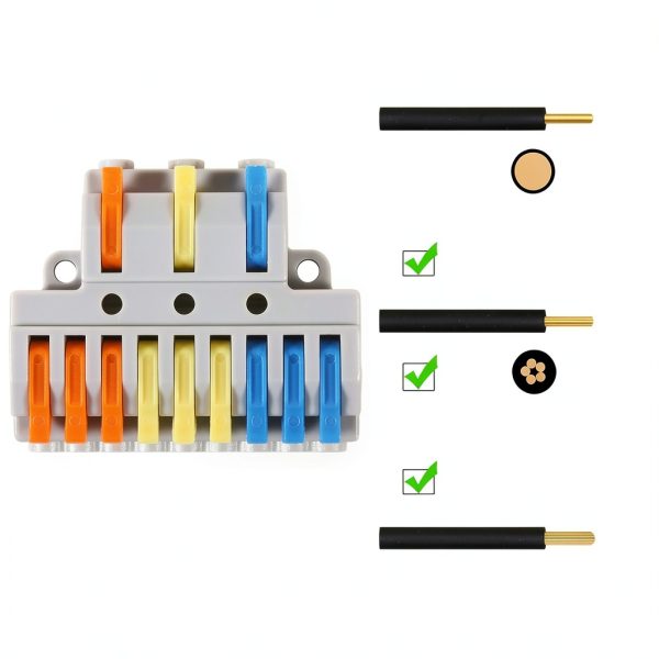 Lever Wire Connectors 10pcs - 3in9out Push‑in Block AWG 28‑12-4