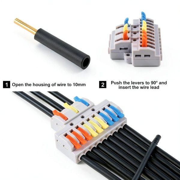 Lever Wire Connectors 10pcs - 3in9out Push‑in Block AWG 28‑12-3
