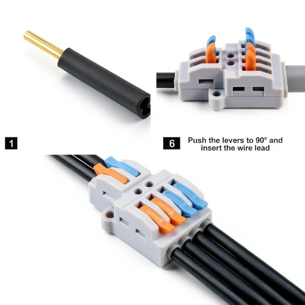 Lever Wire Connectors 5pcs 2-in-4-out Quick Push-in Block AWG 28-12-3