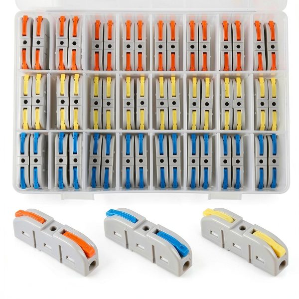 Lever Wire Connectors 60pcs Splicing Kit 28-12 AWG 1-in-1 Out 3 Colors-1