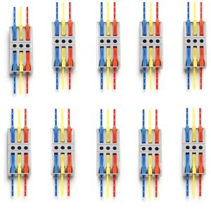 10PCS Lever Wire Connectors 3-in-3 Out Quick Push AWG 12-28 Block-0