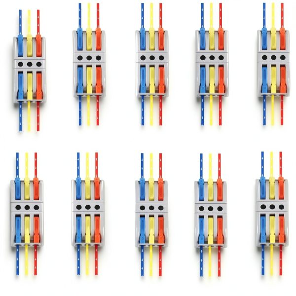 10PCS Lever Wire Connectors 3-in-3 Out Quick Push AWG 12-28 Block-0