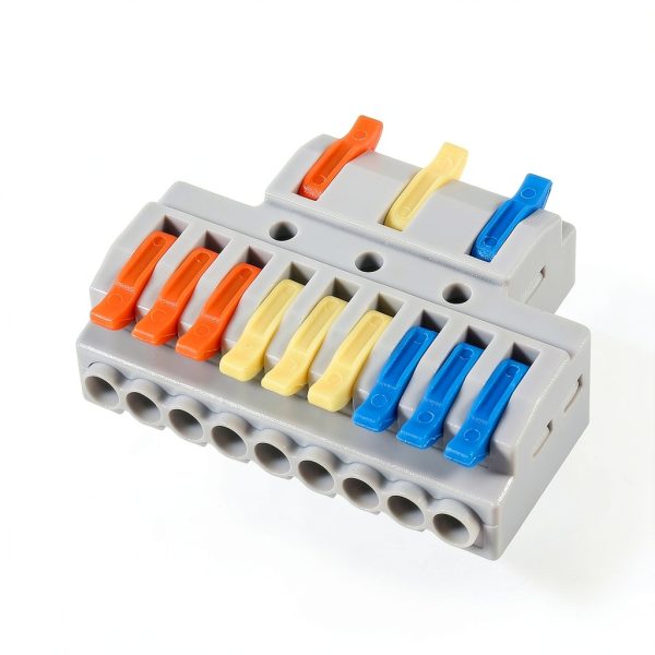 Lever Wire Connectors 10pcs - 3in9out Push‑in Block AWG 28‑12-6