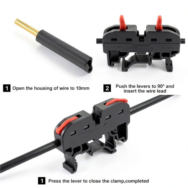 DIN Rail Terminal Blocks 20pcs Compact Wire Connectors Black 24-12 AWG-3