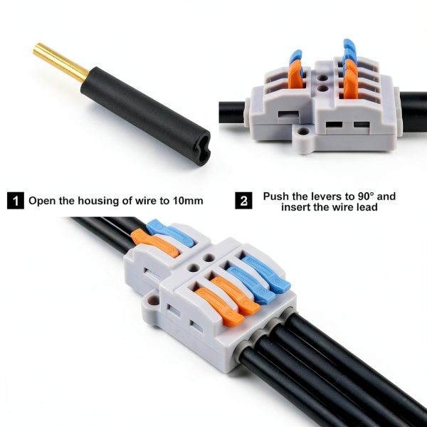 Lever Wire Connectors Generic 10pcs 2-in-4-out Push-in Block AWG 28-12-3