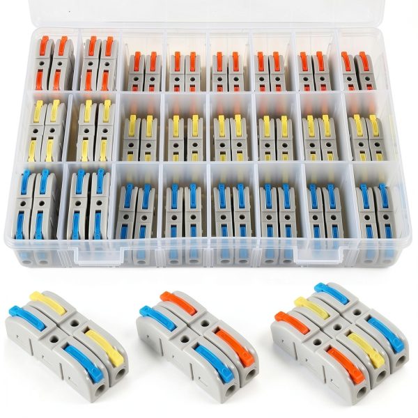 Lever Wire Connectors 60pcs Splicing Kit 28-12 AWG 1-in-1 Out 3 Colors-0